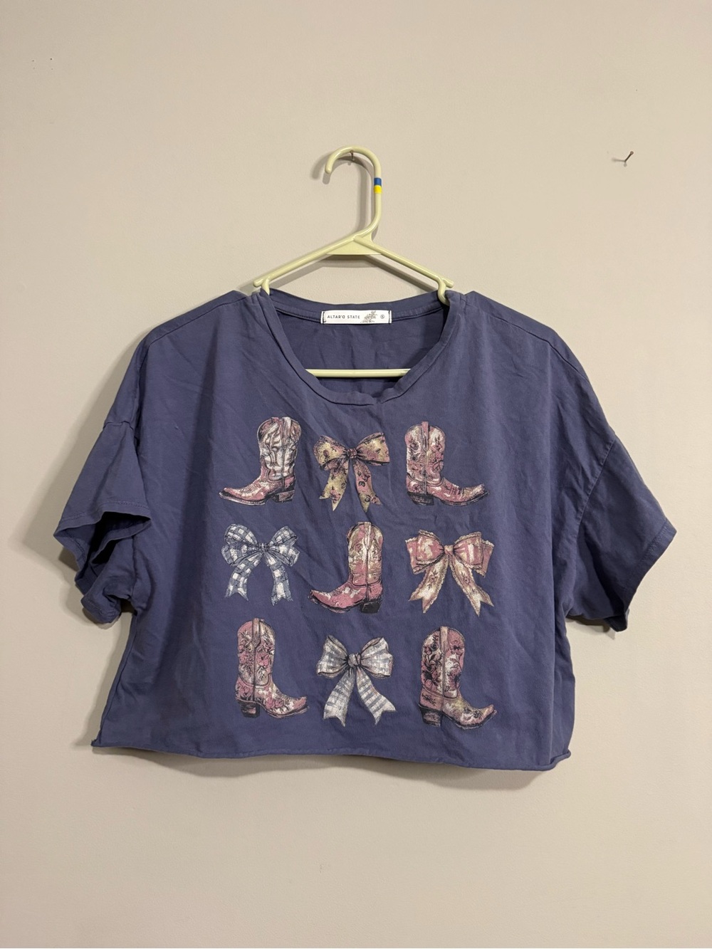 Altar’d State Crop Tee with Boot & Bow Graphic